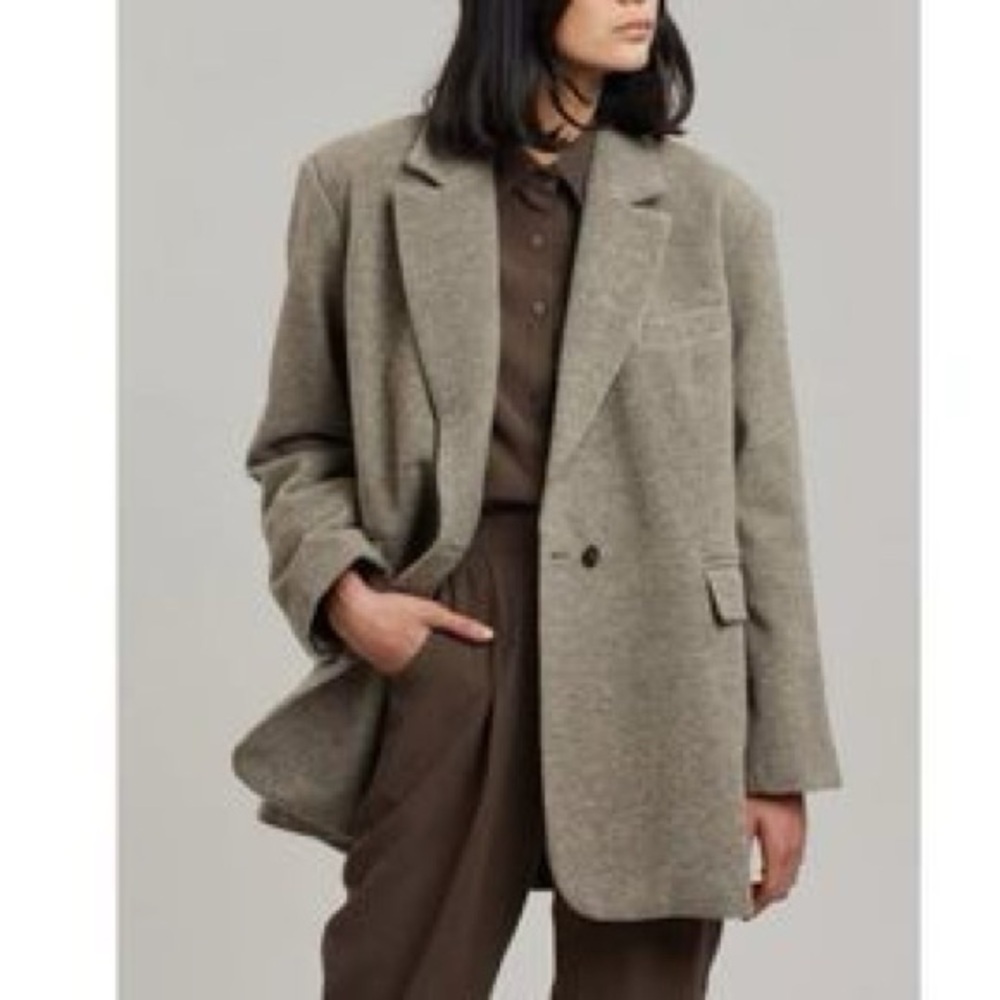 NWT Birgitte‎ Herskind X Vanessa Hong Wilma Wool Oversized Blazer Moretto Dark